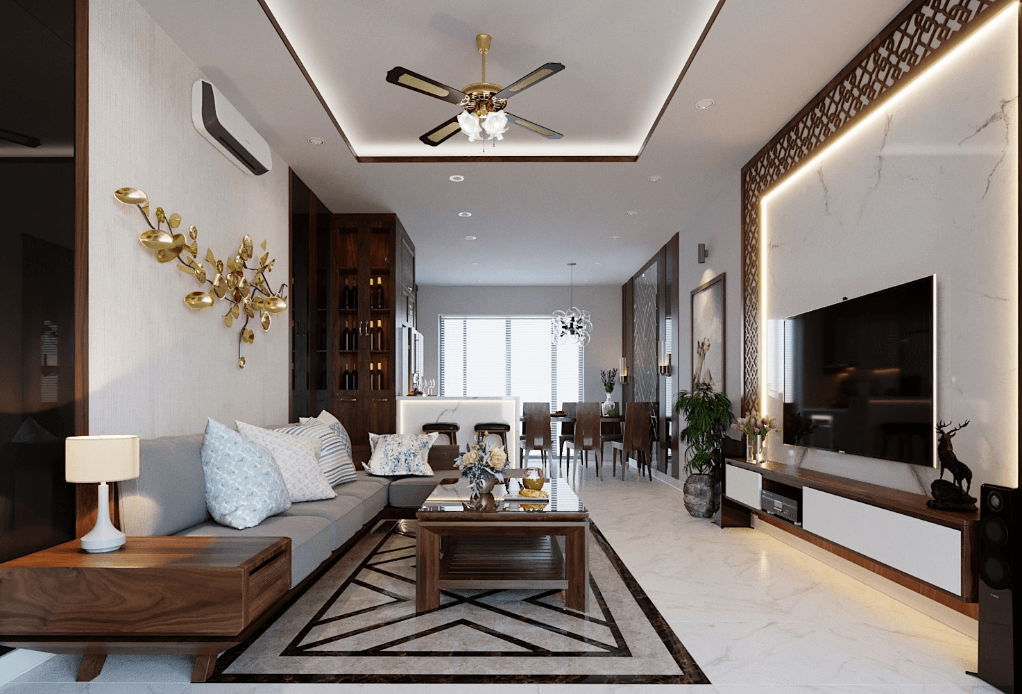 Thiết kế nội thất phòng khách liền bếp 40m2 Thiết kế nội thất phòng khách liền bếp 40m2