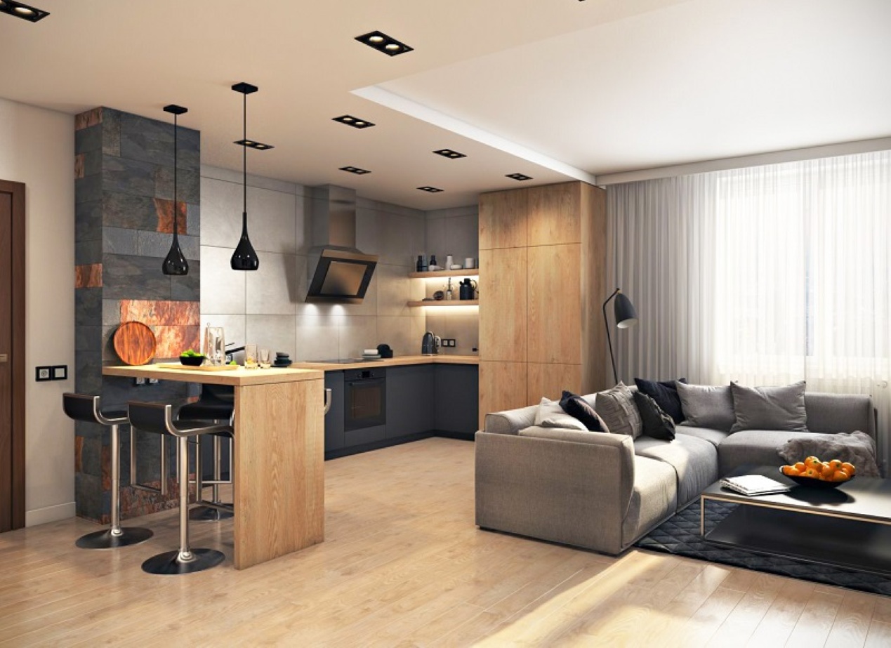 Thiết kế nội thất phòng khách liền bếp cho nhà 25m2 Thiết kế nội thất phòng khách liền bếp cho nhà 25m2