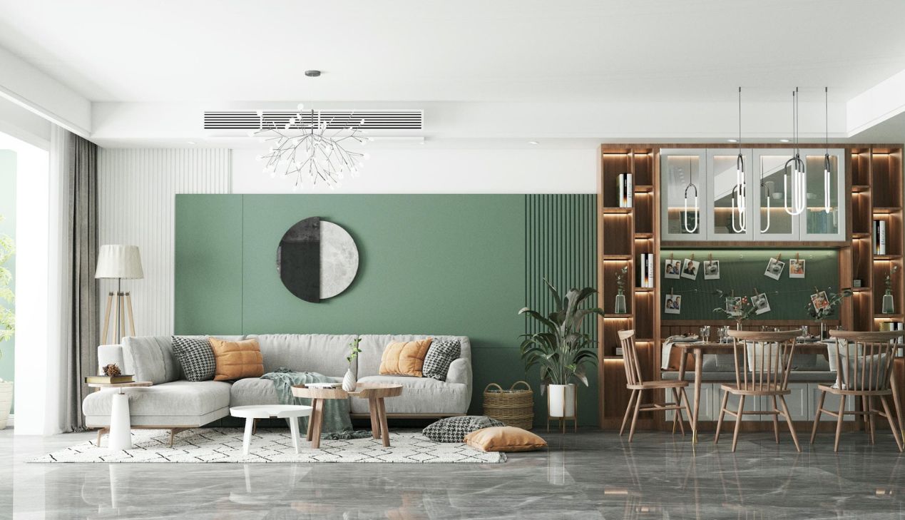 Thiết kế nội thất phòng khách liền bếp