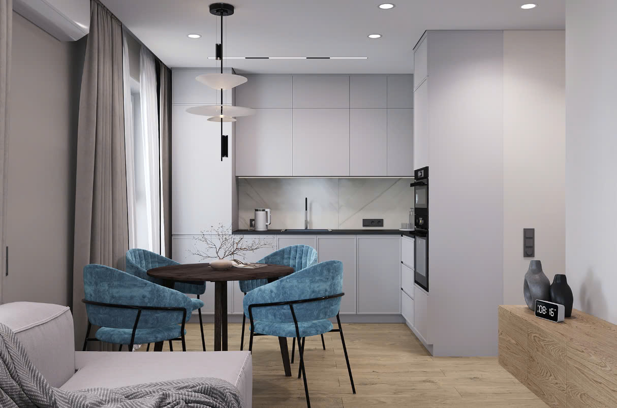 Thiết kế phòng khách liền bếp 30m2 tiện lợi Thiết kế phòng khách liền bếp 30m2 tiện lợi
