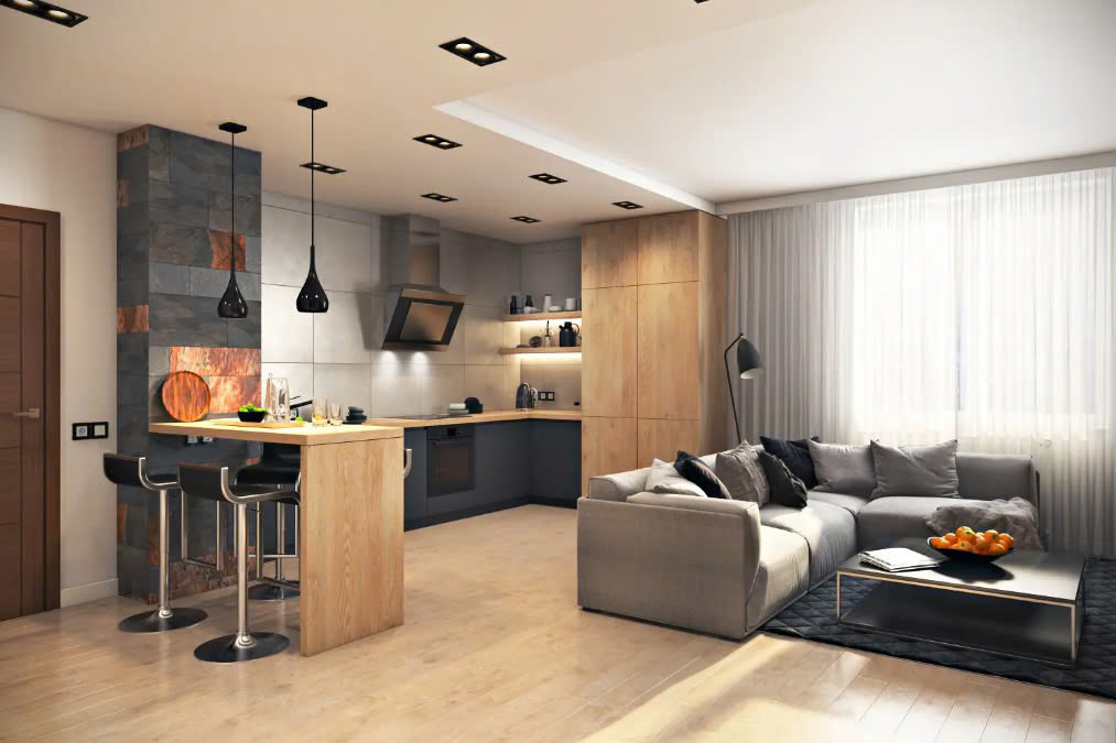Thiết kế phòng khách liền bếp diện tích 40m2 Thiết kế phòng khách liền bếp diện tích 40m2