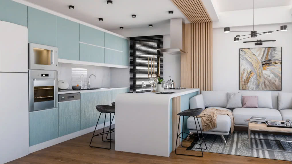 Thiết kế phòng khách liền bếp diện tích 40m2 Thiết kế phòng khách liền bếp diện tích 40m2