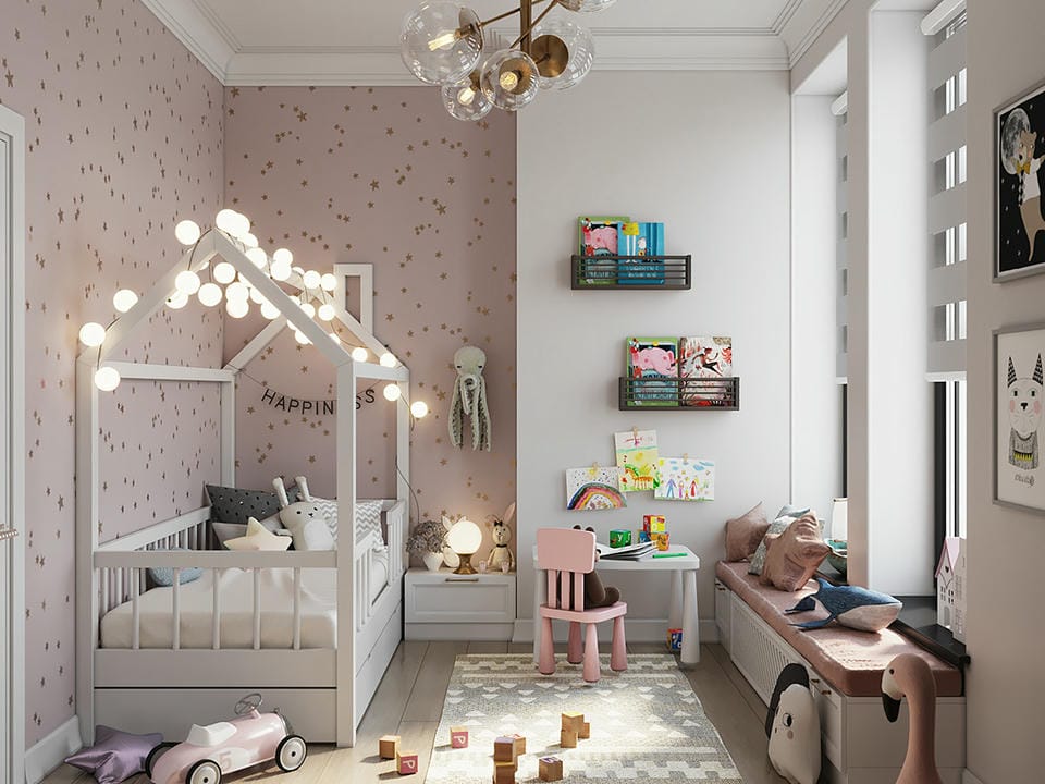 Thiết Kế Phòng Ngủ 15m2 Dễ Thương Cho Bé Gái Thiết Kế Phòng Ngủ 15m2 Dễ Thương Cho Bé Gái