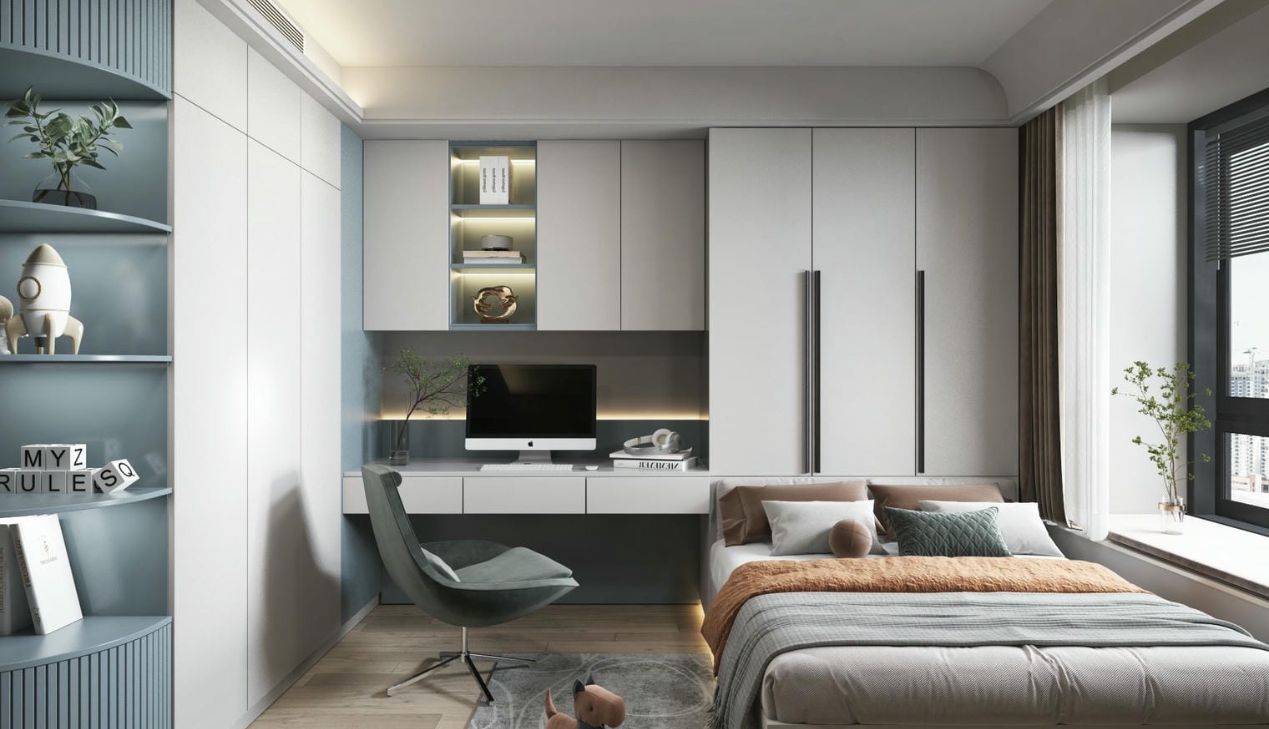 Thiết kế phòng ngủ làm việc tối ưu ánh sáng Thiết kế phòng ngủ làm việc tối ưu ánh sáng