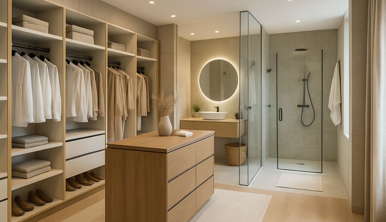 Thiết kế phòng tắm có phòng thay đồ Thiết kế phòng tắm có phòng thay đồ