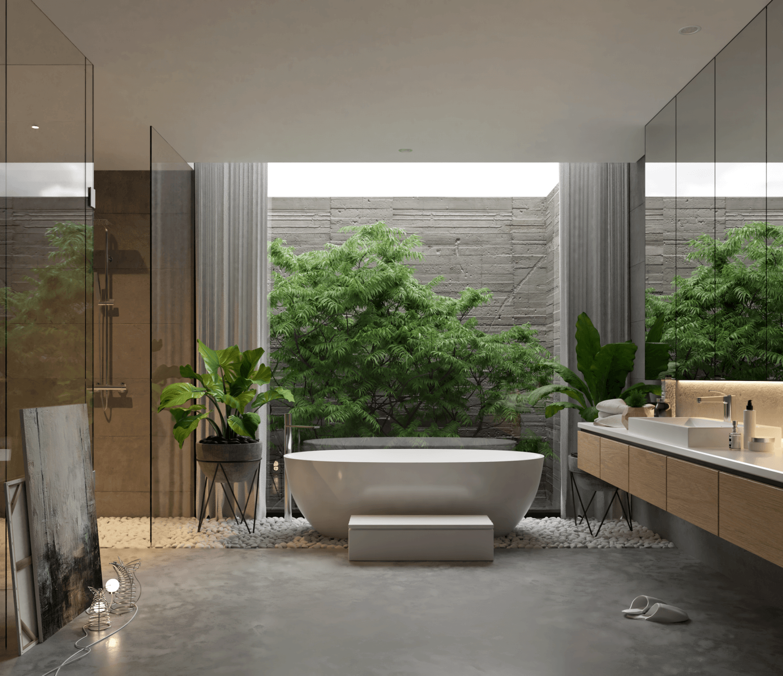 Thiết kế phòng tắm master biệt thự