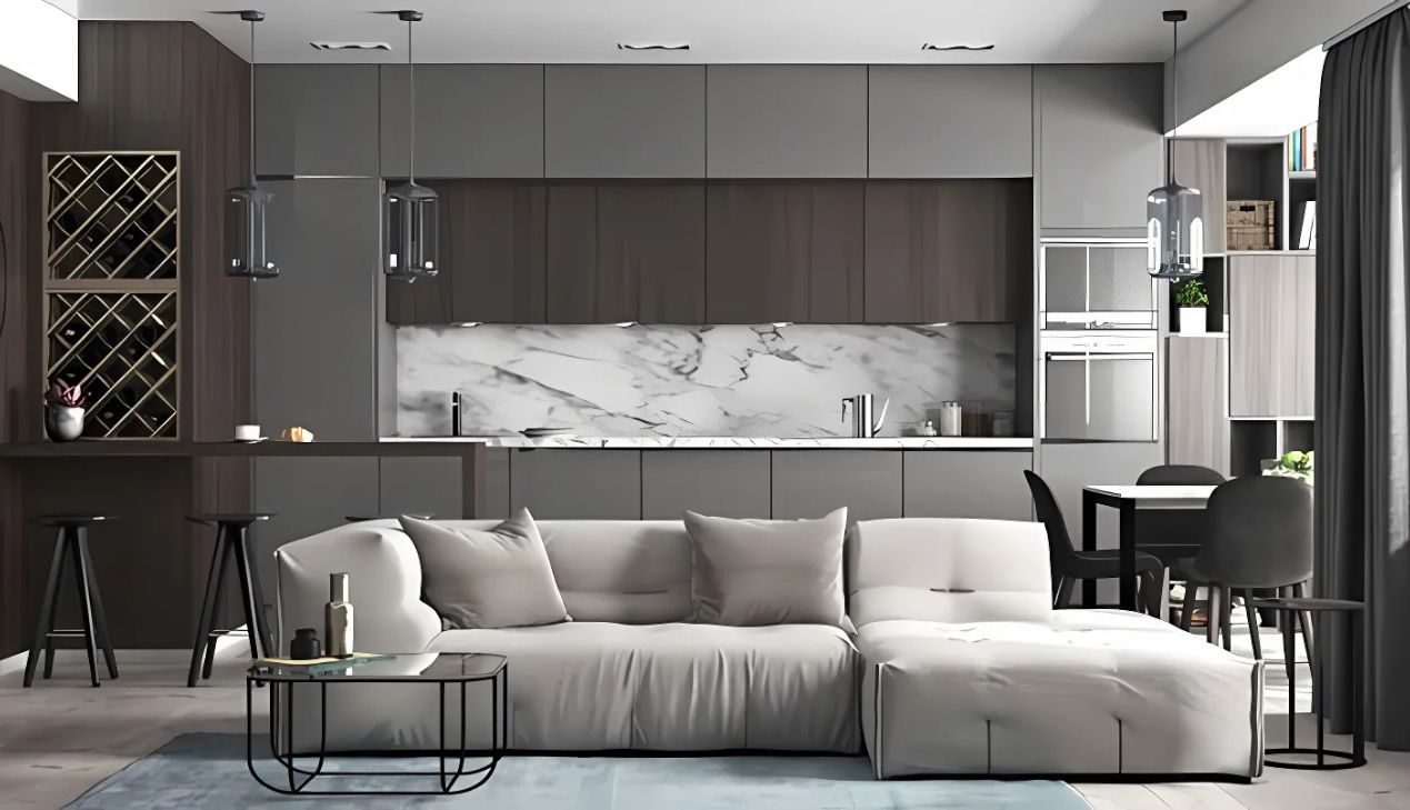 Ý tưởng decor phòng khách liền bếp