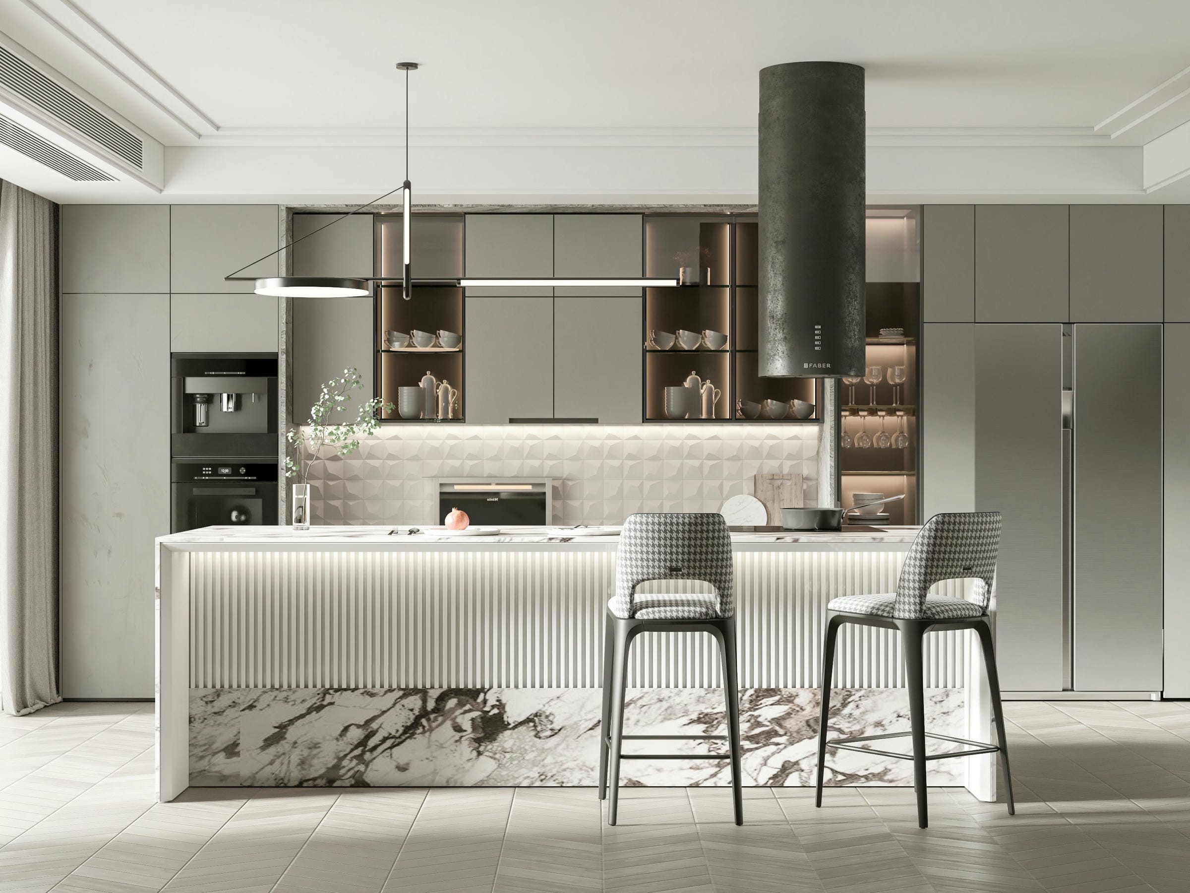Bàn đảo bếp mặt đá cẩm thạch Marble