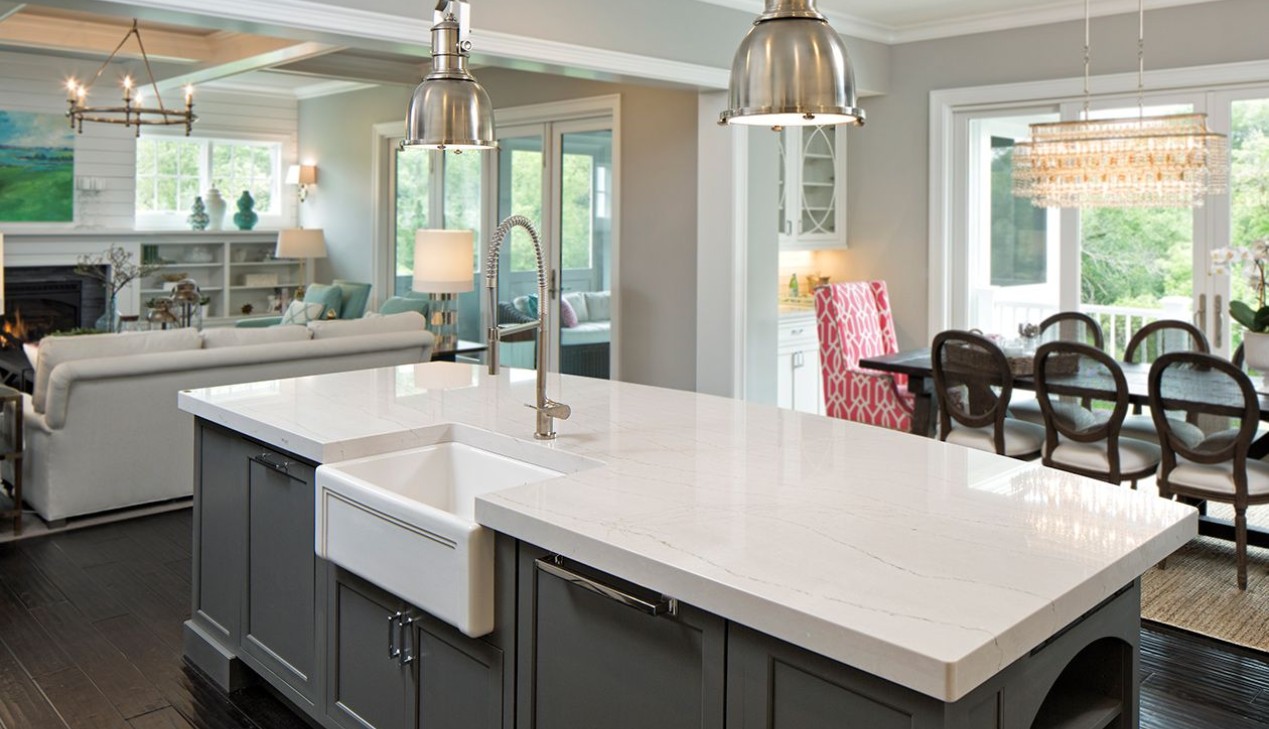 Bàn đảo bếp mặt đá nhân tạo Quartz