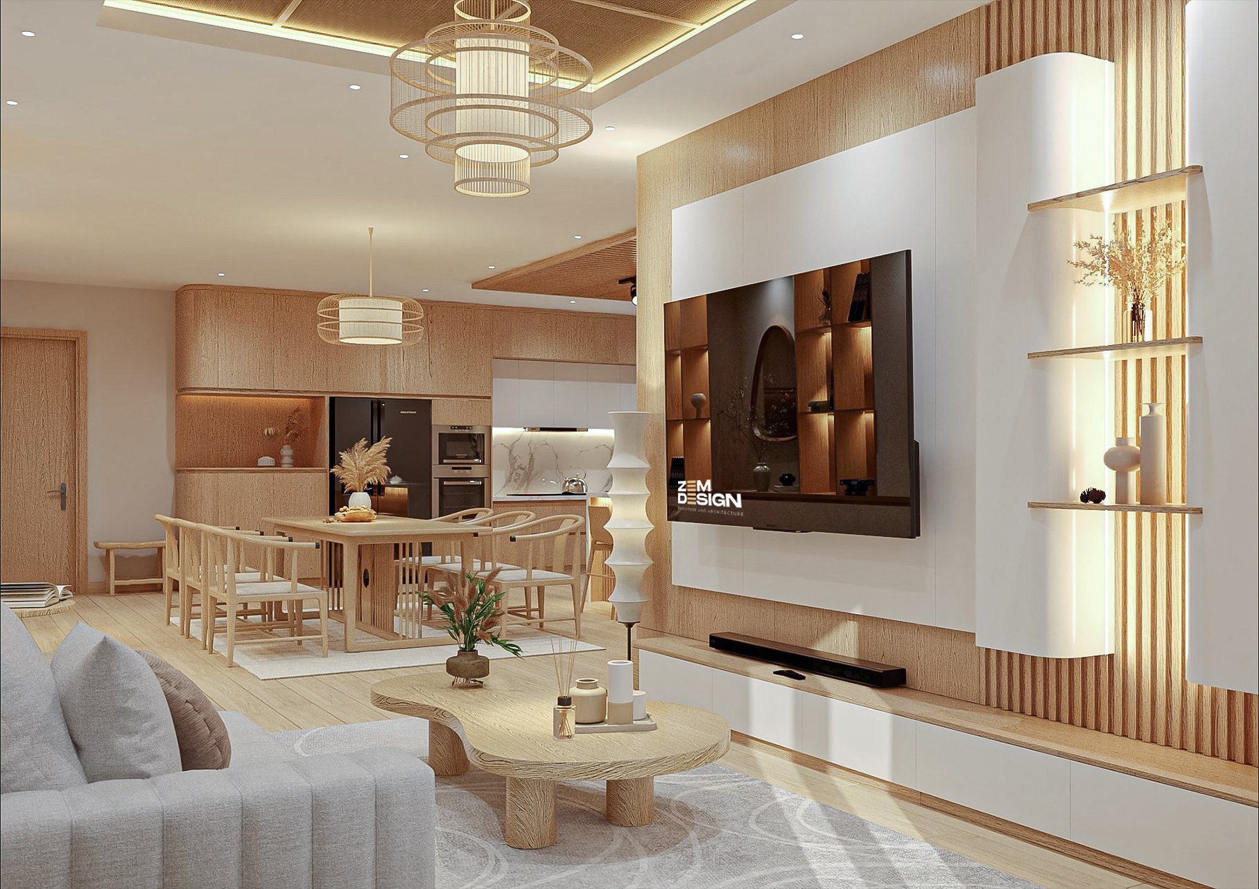 Lựa chọn kích thước lam gỗ cho phòng khách theo phong cách Nhật Bản Lựa chọn kích thước lam gỗ cho phòng khách theo phong cách Nhật Bản