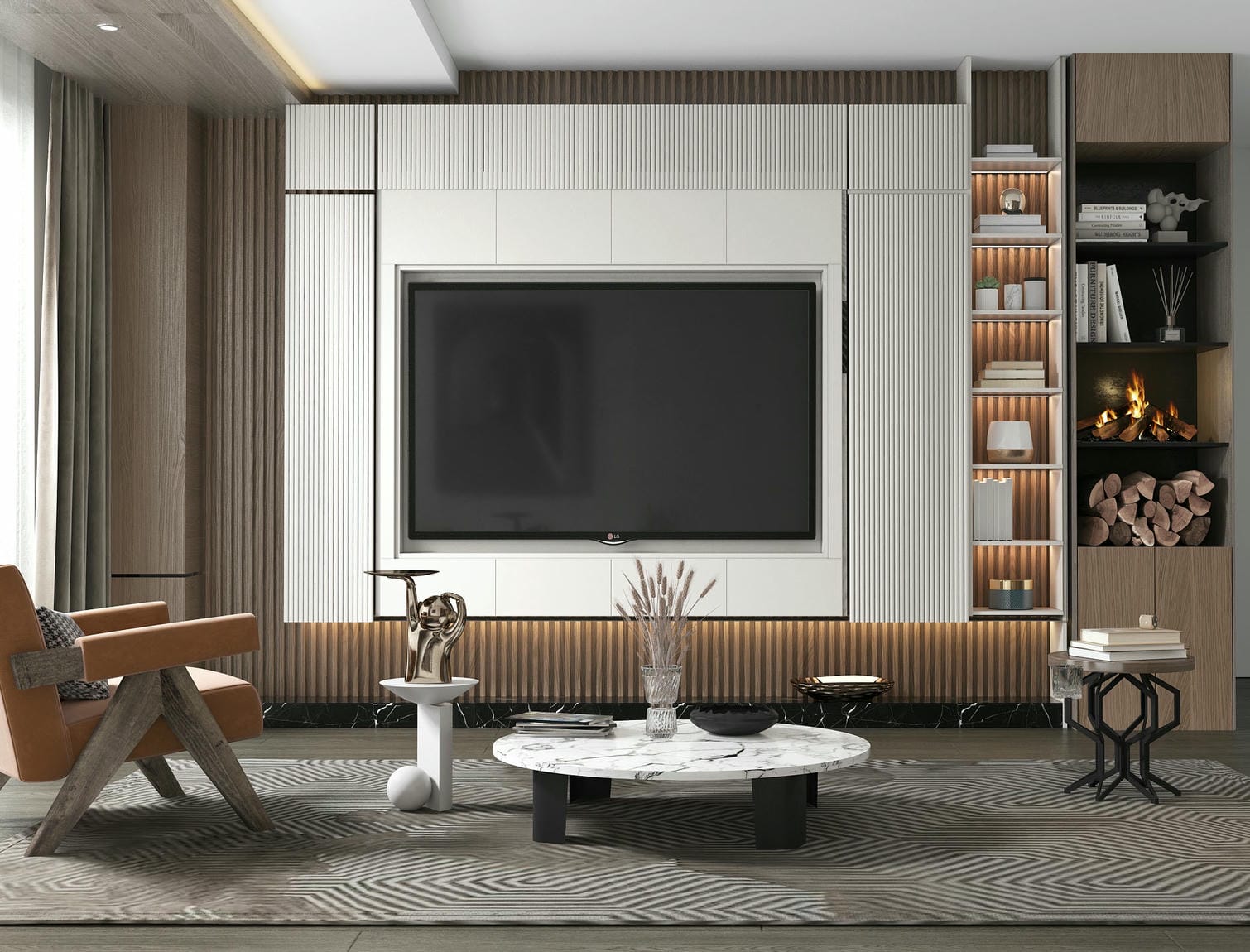Mẫu ốp tường ấn tượng cho phòng khách với gỗ MDF phủ laminate Mẫu ốp tường ấn tượng cho phòng khách với gỗ MDF phủ laminate