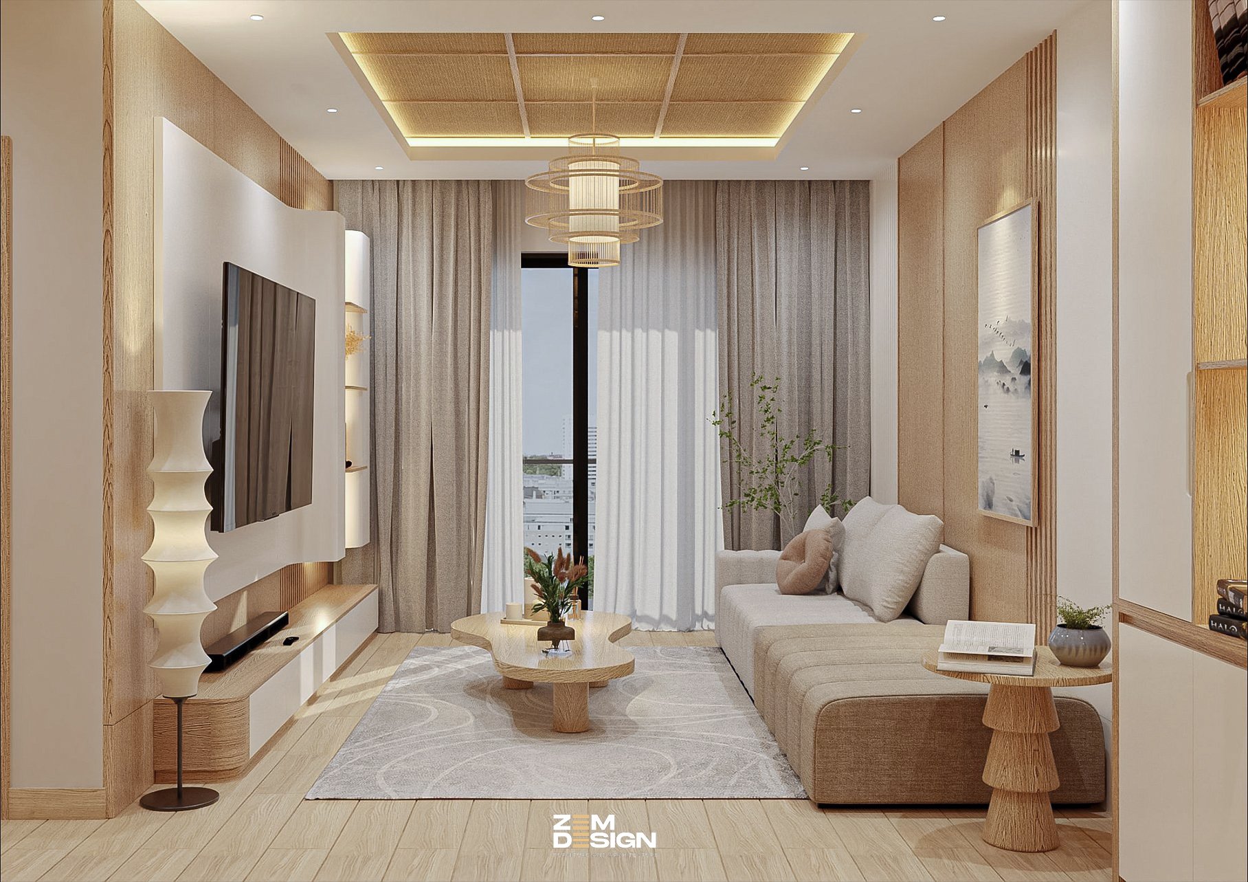 Mẫu thiết kế phòng ngủ phong cách Japandi có trên website thiết kế nội thất ZEM Design