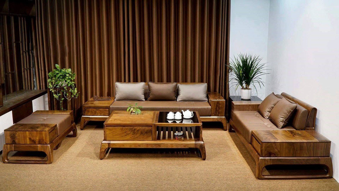 Tham khảo mẫu kích thước bộ bàn ghế gỗ phòng khách nhỏ