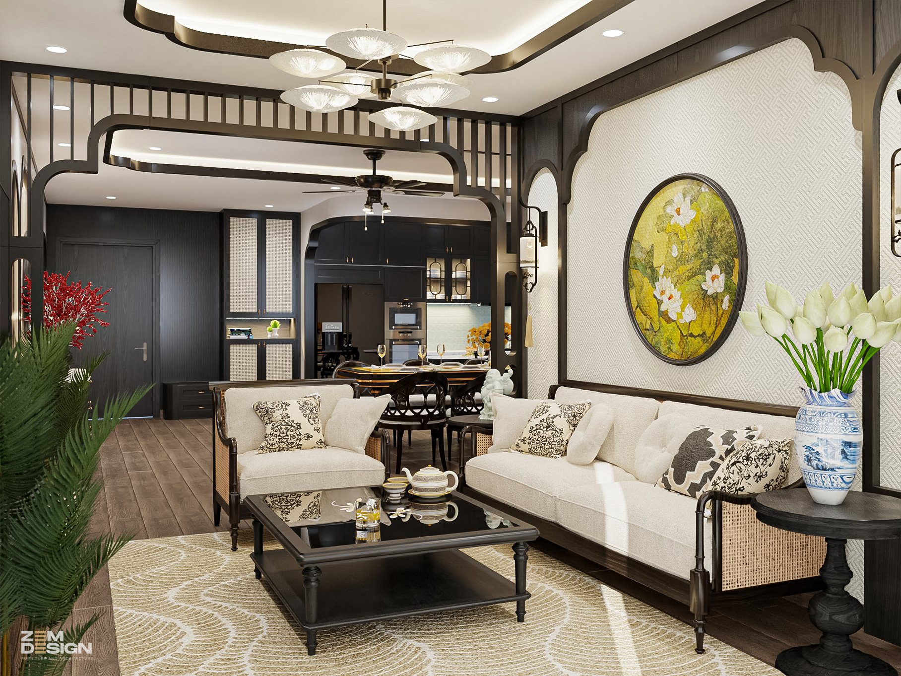 Thiết kế phòng bếp phong cách Indochine hiện đại được cập nhật trên web thiết kế nội thất ZEM Design