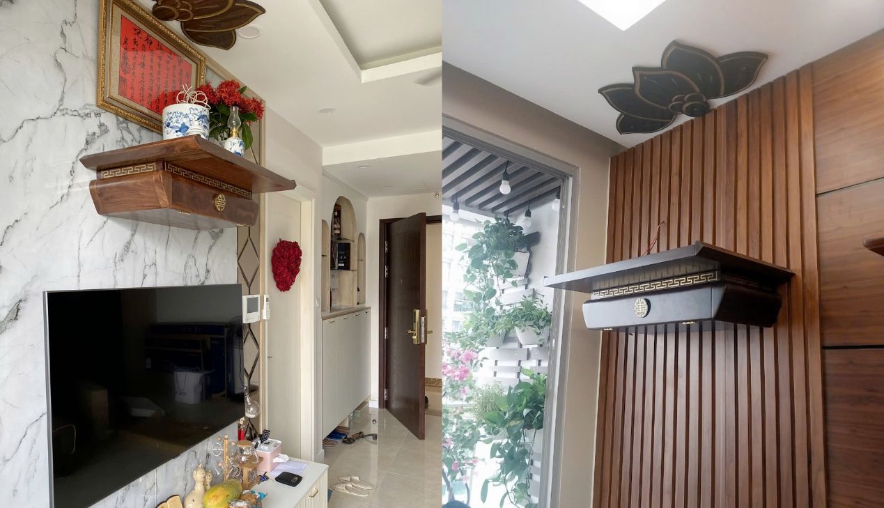 Bàn thờ treo tường đặt ở nơi có ánh sáng phù hợp