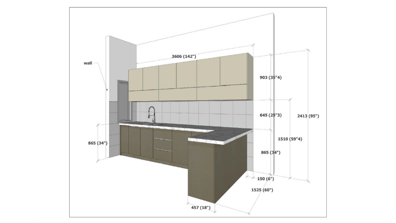 Bản vẽ tủ bếp gỗ công nghiệp