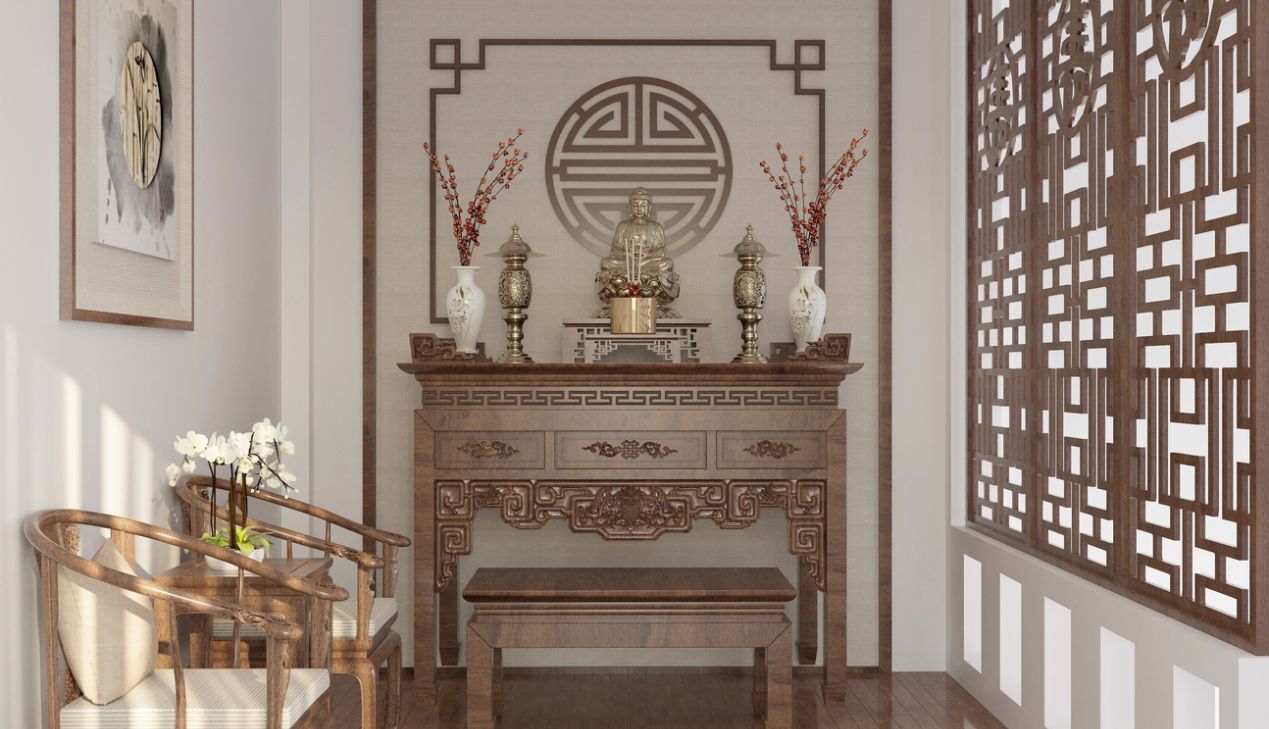 Bố trí bàn thờ trong phòng thờ ra sao?