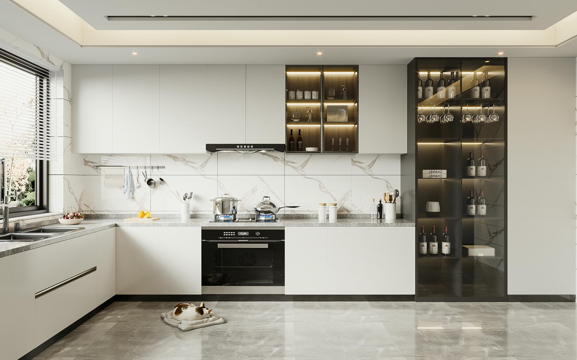 Bố trí tủ bếp hình chữ L cho nhà đơn giản