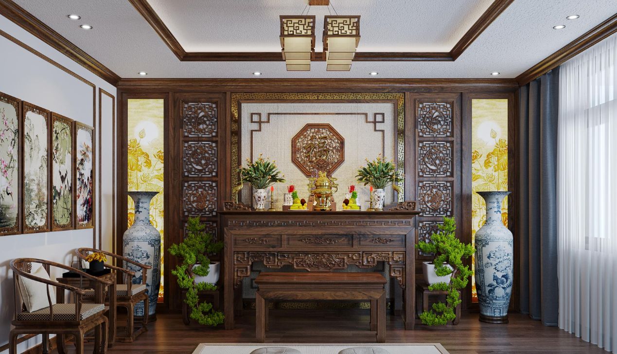 Cách bố trí phòng thờ Phật và gia tiên