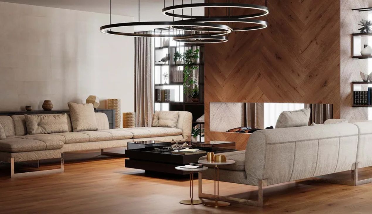 Cách phối màu gạch ốp tường phòng khách