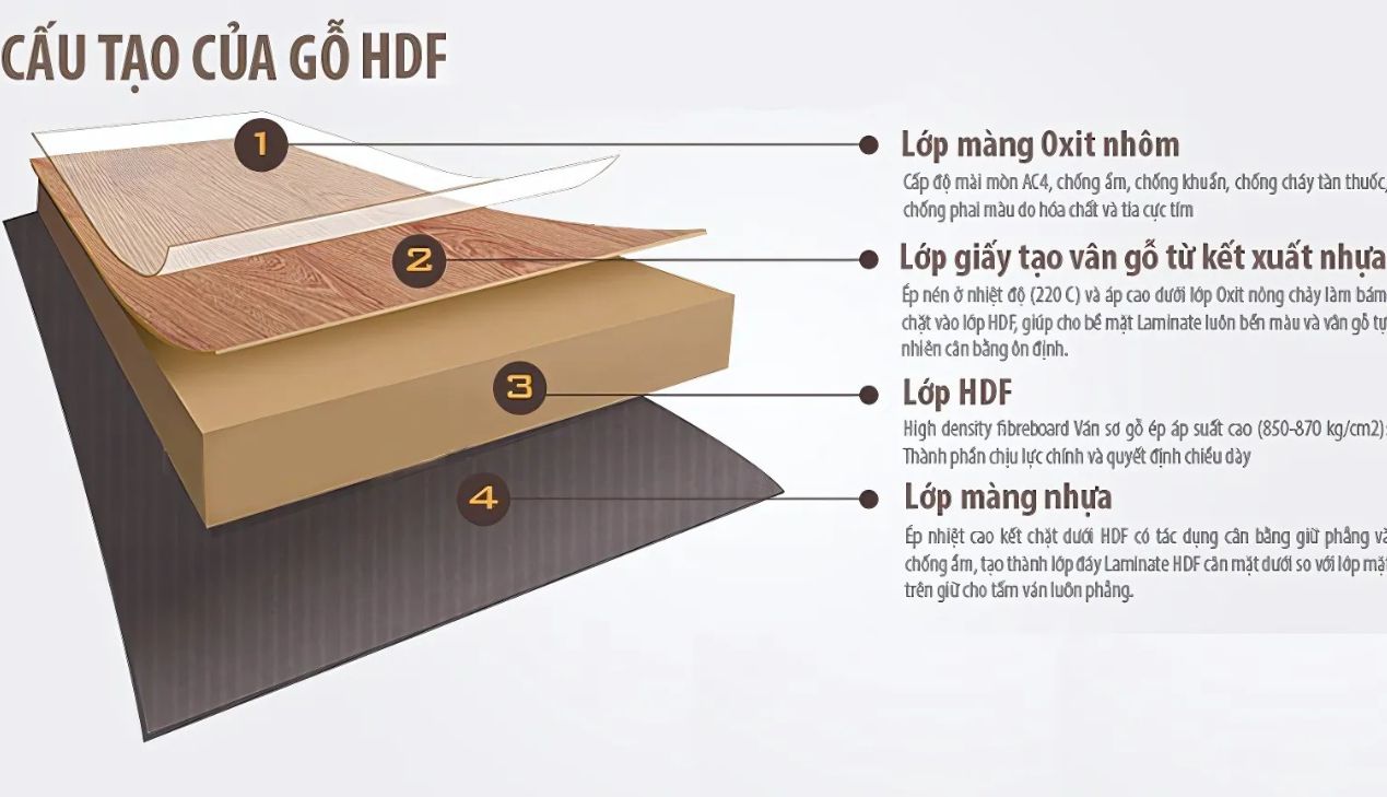 Cấu tạo chi tiết của gỗ công nghiệp HDF