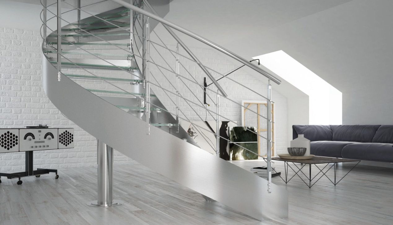 Cầu thang inox sáng bóng