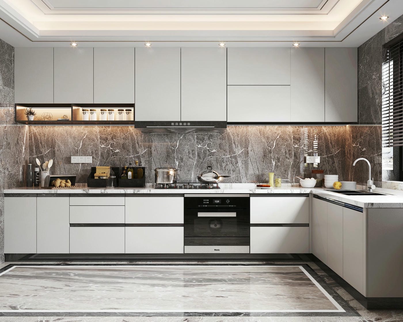Decor tủ bếp gỗ công nghiệp chữ L đơn giản