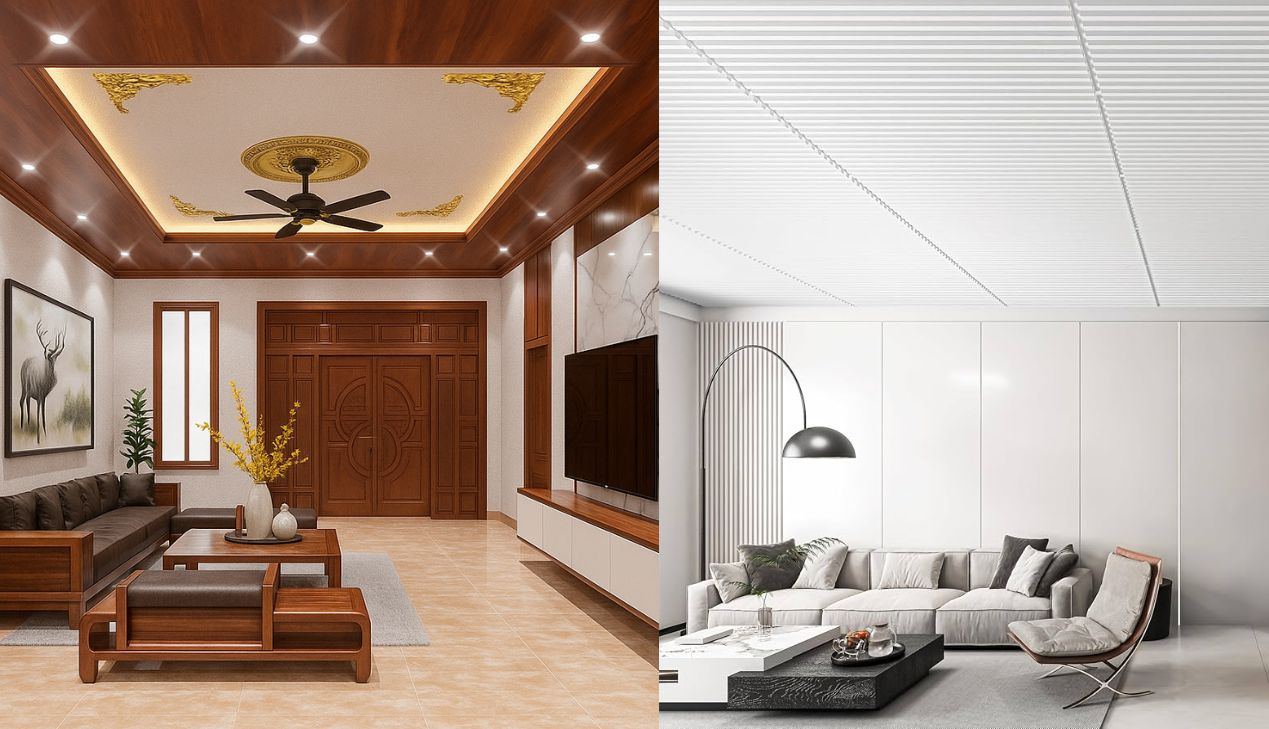 Độ cao trần nhựa phù hợp ở phòng khách