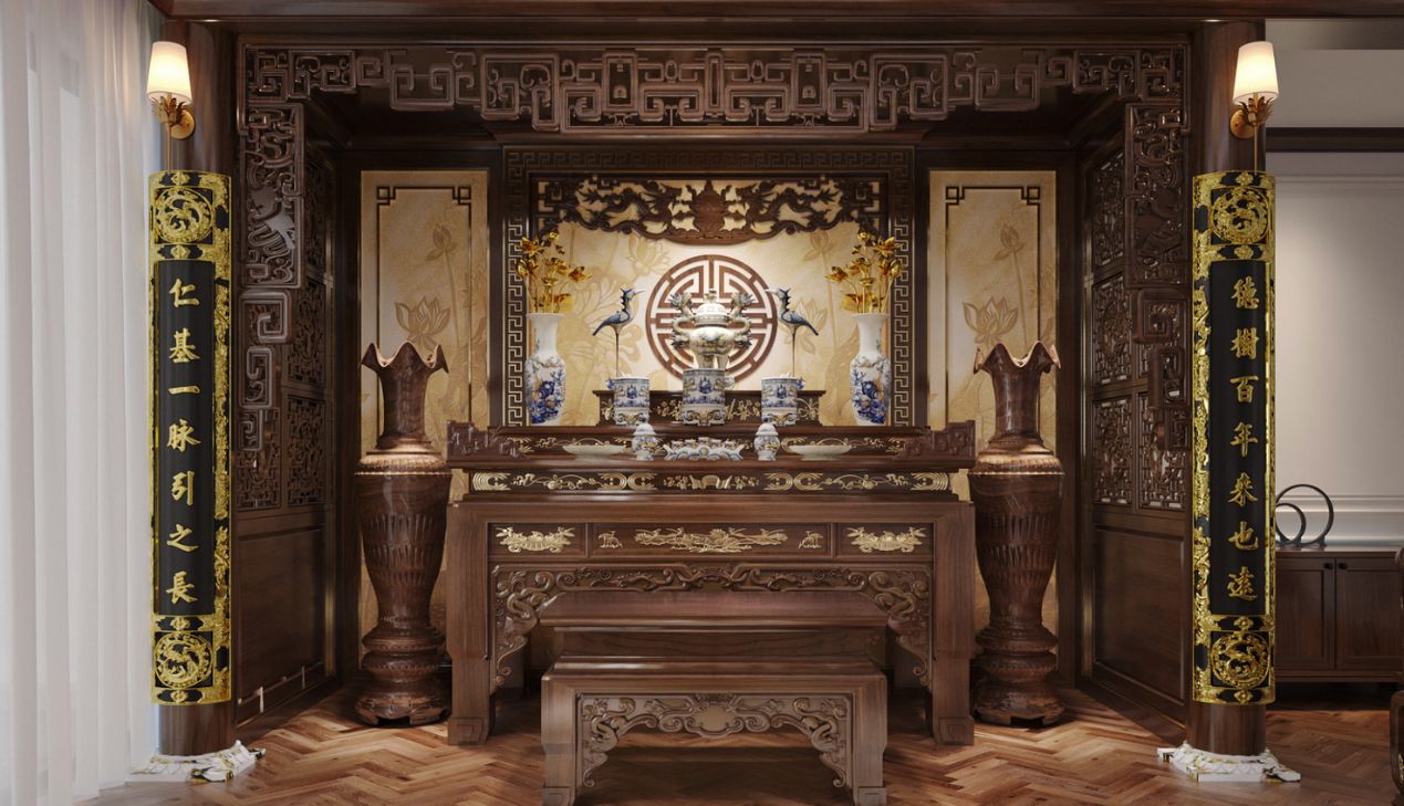 Gỗ làm phòng thờ đẹp