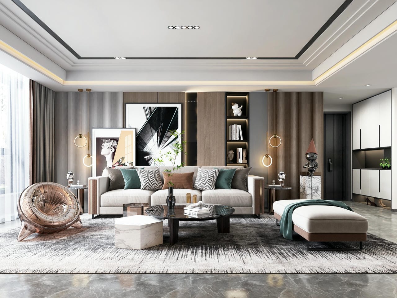 Kệ gỗ công nghiệp trang trí trong phòng khách Kệ gỗ công nghiệp trang trí trong phòng khách