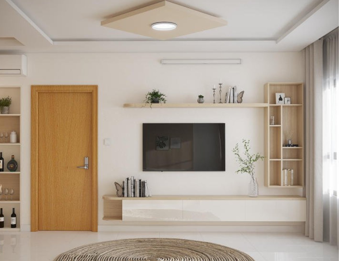 Kệ gỗ treo tường phòng khách