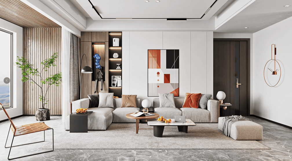 Kệ góc tường phòng khách đẹp