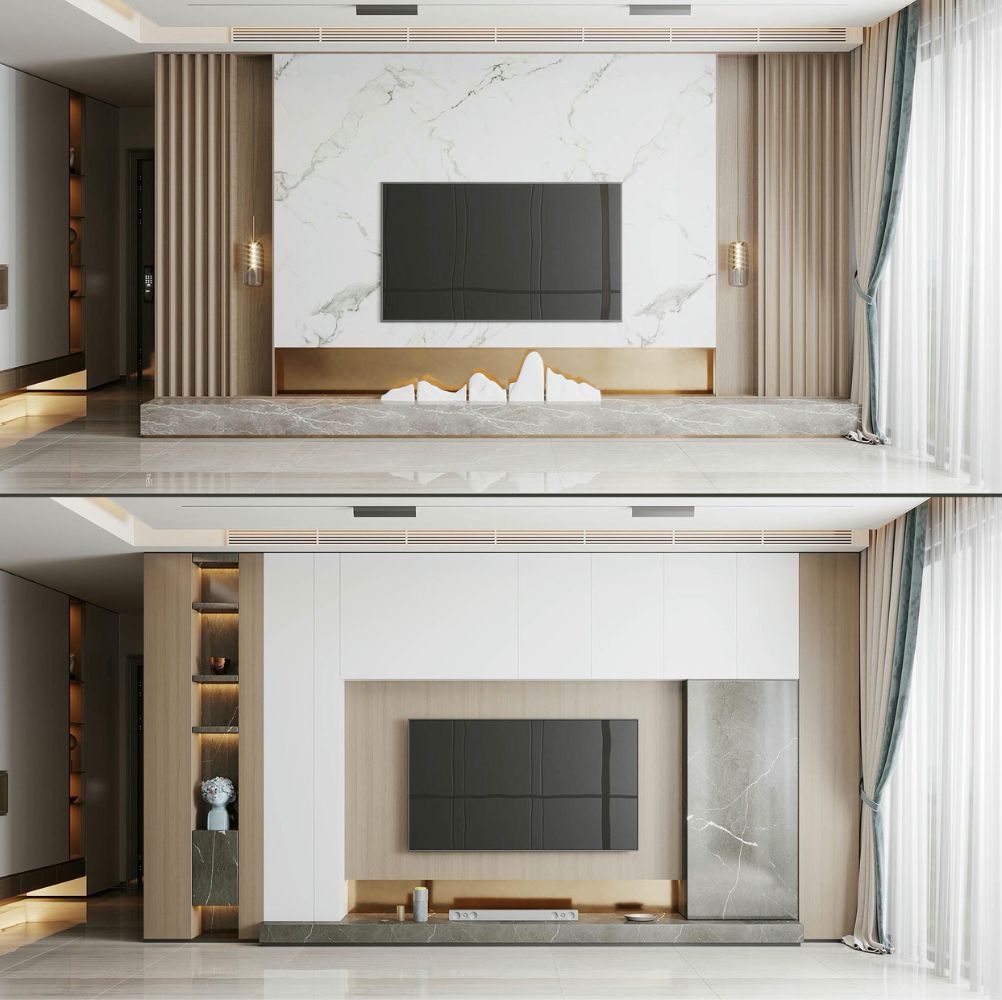 Kệ phòng khách phù hợp căn hộ chung cư