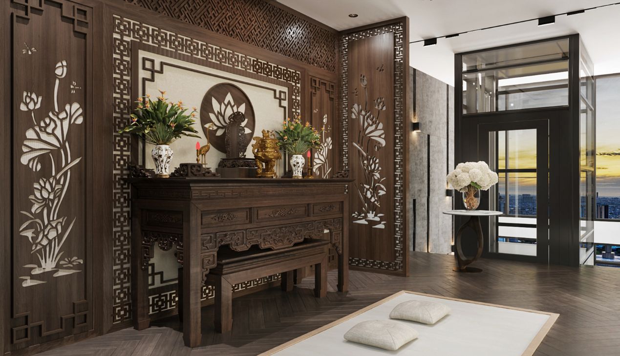 Không gian thờ cúng riêng biệt trong biệt thự