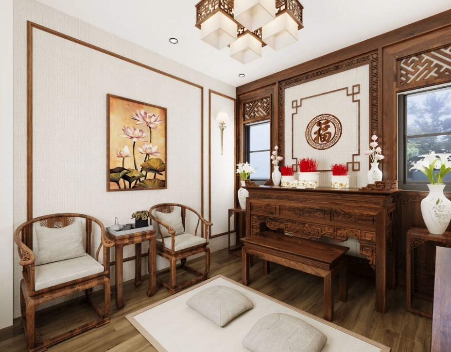Mẫu bàn thờ phòng khách dạng đứng đẹp