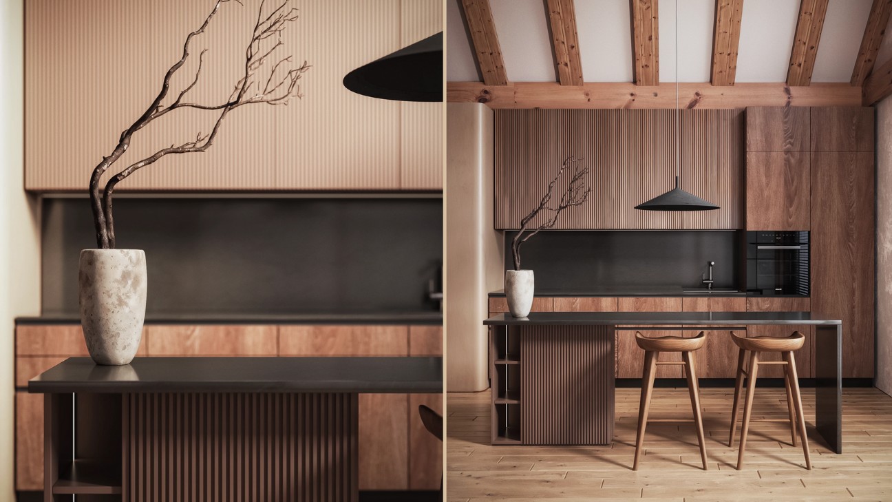 Mẫu bếp đẹp từ gỗ plywood