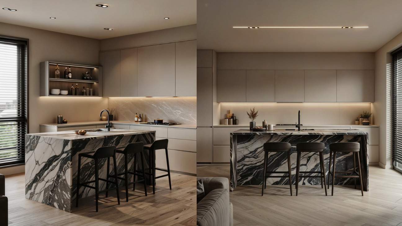 Mẫu bếp thiết kế với màu sắc hài hoà