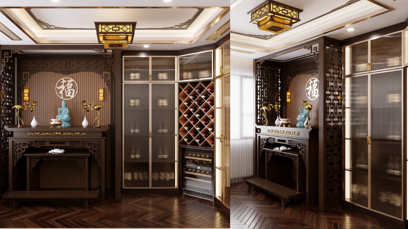Mẫu gian thờ đẹp kết hợp tủ trang trí Mẫu gian thờ đẹp kết hợp tủ trang trí