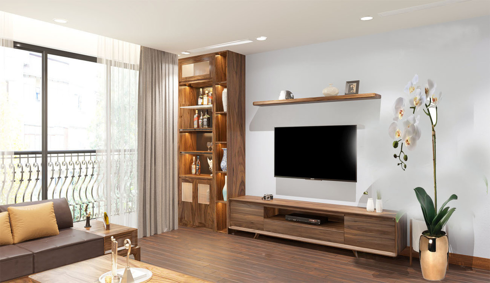 Thiết kế kệ gỗ trang trí phòng khách kiểu Trung Mẫu kệ gỗ đứng trang trí phòng khách đơn giản
