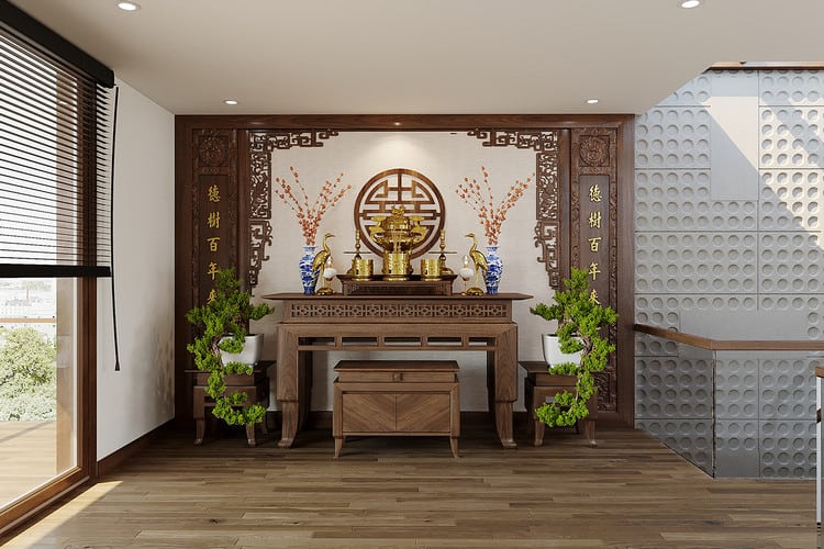 Mẫu phòng thờ gỗ công nghiệp đẹp