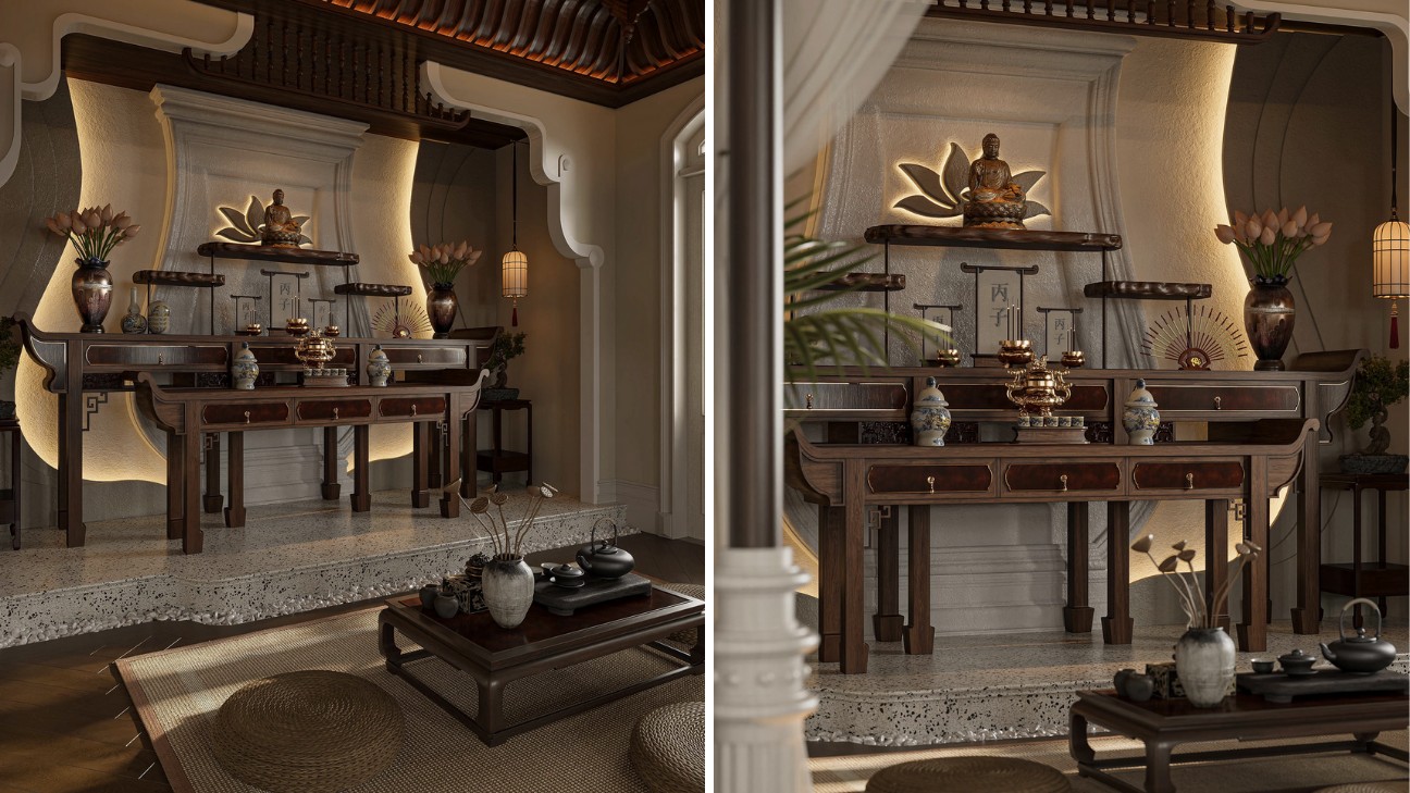Mẫu phòng thờ gỗ đẹp truyền thống gia đình Mẫu phòng thờ gỗ đẹp truyền thống gia đình