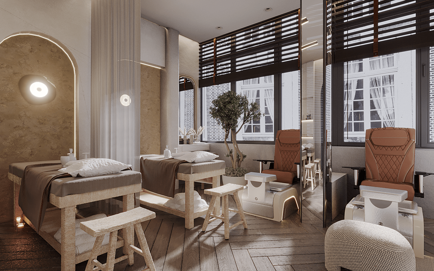 Thiết kế thi công quầy lễ tân spa Mẫu thiết kế thi công spa