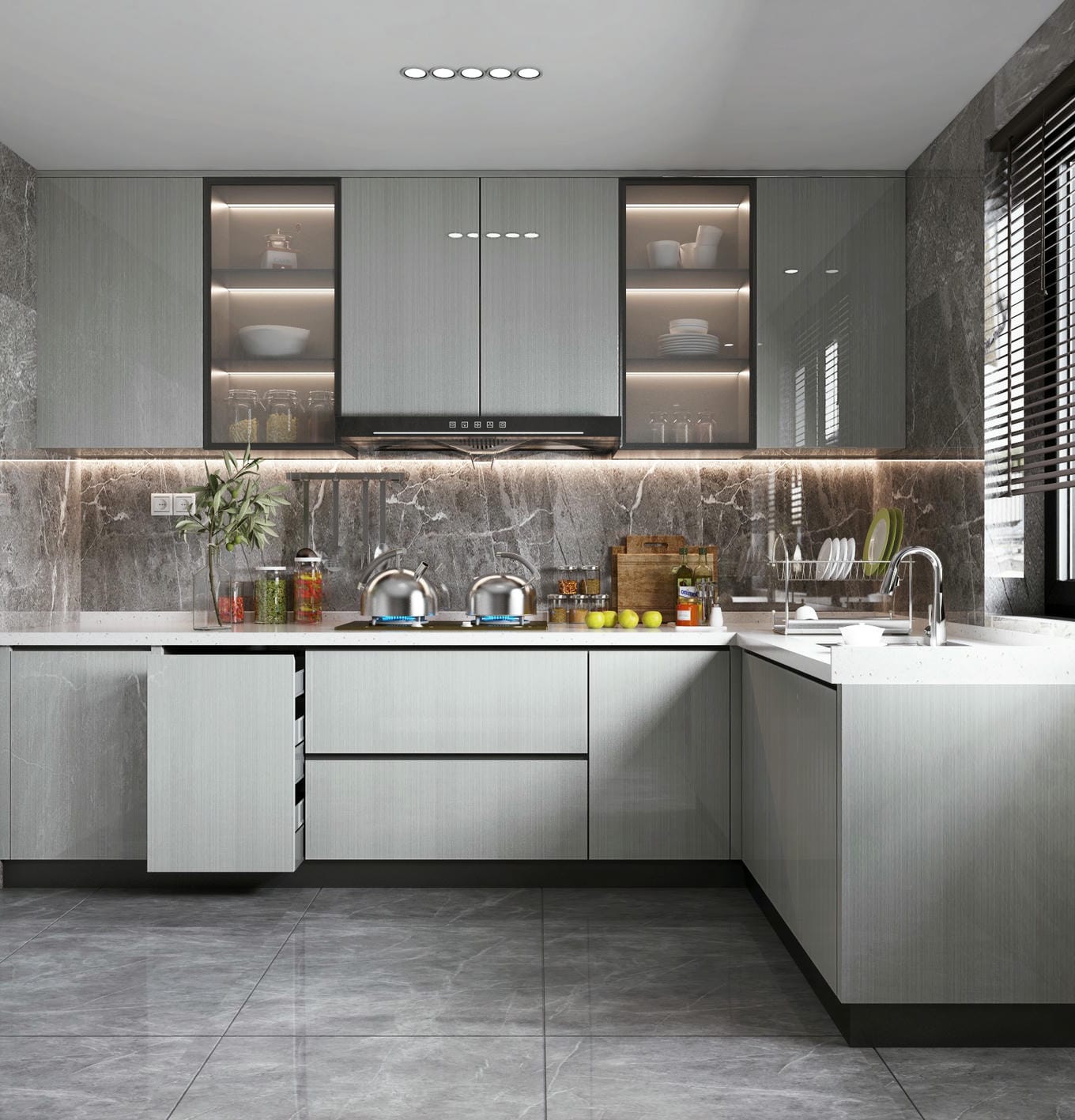 Mẫu tủ bếp acrylic cho nhà nhỏ