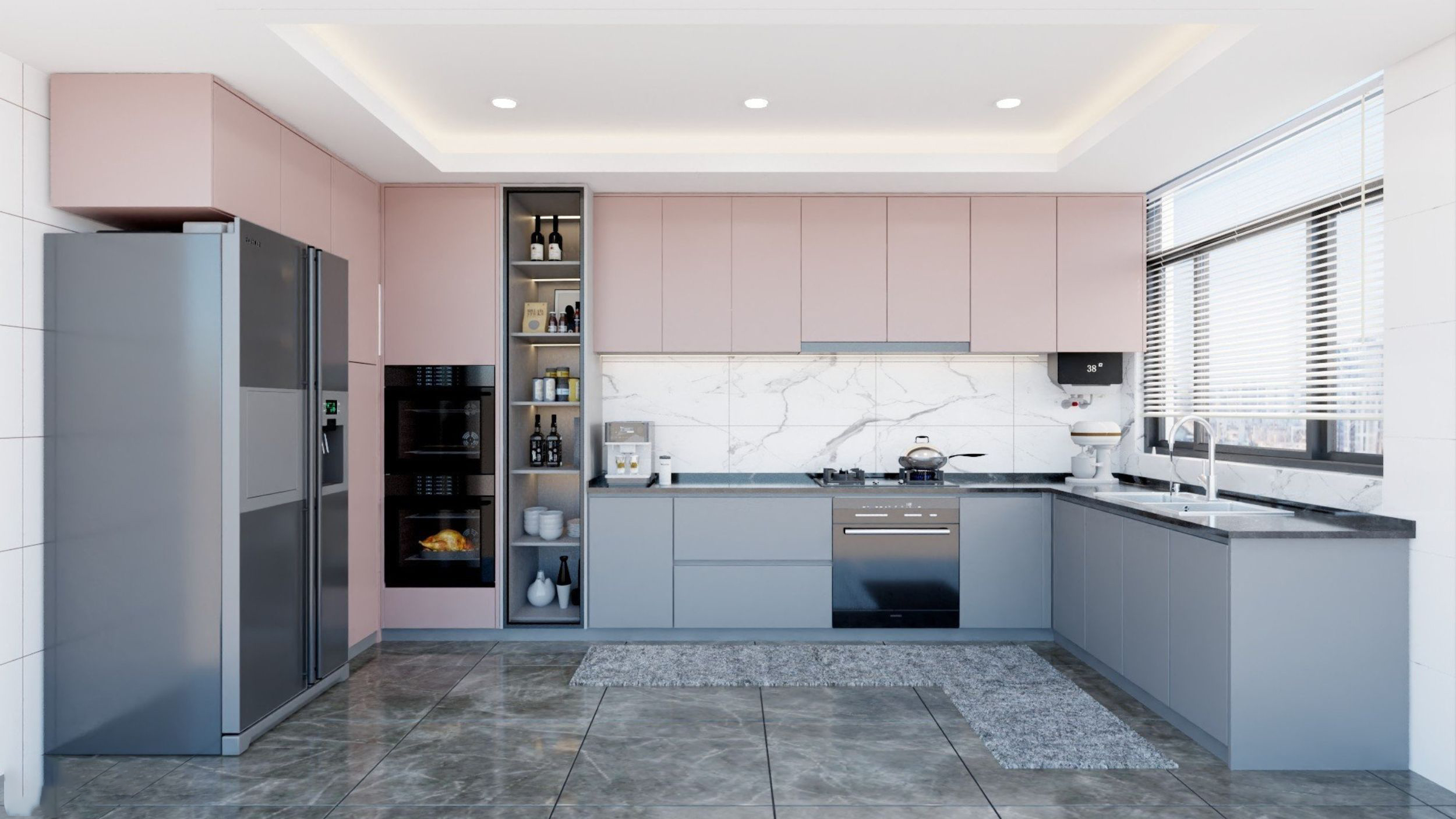 Mẫu tủ bếp acrylic chữ L đơn giản