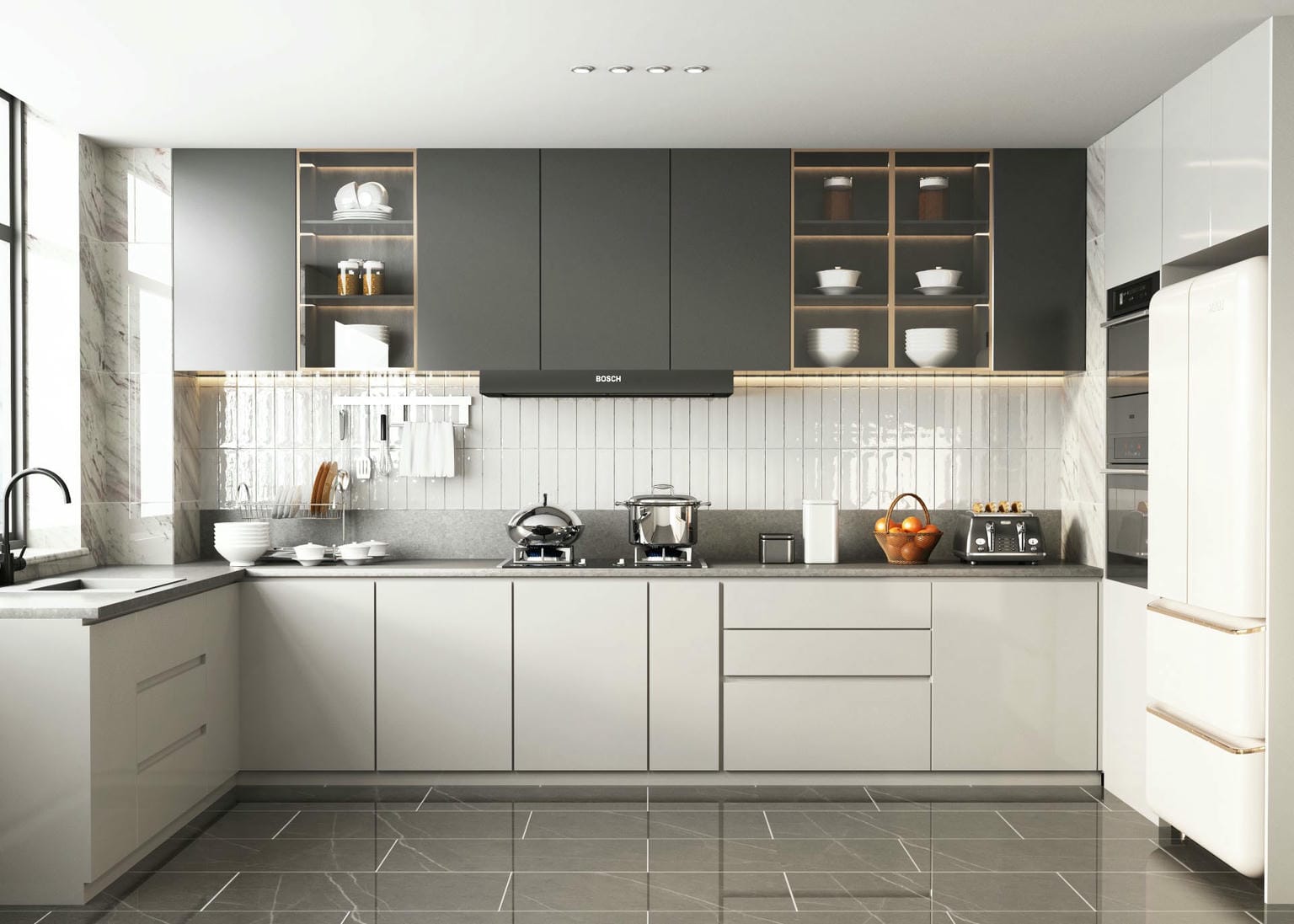Mẫu tủ bếp acrylic kiểu trang nhã