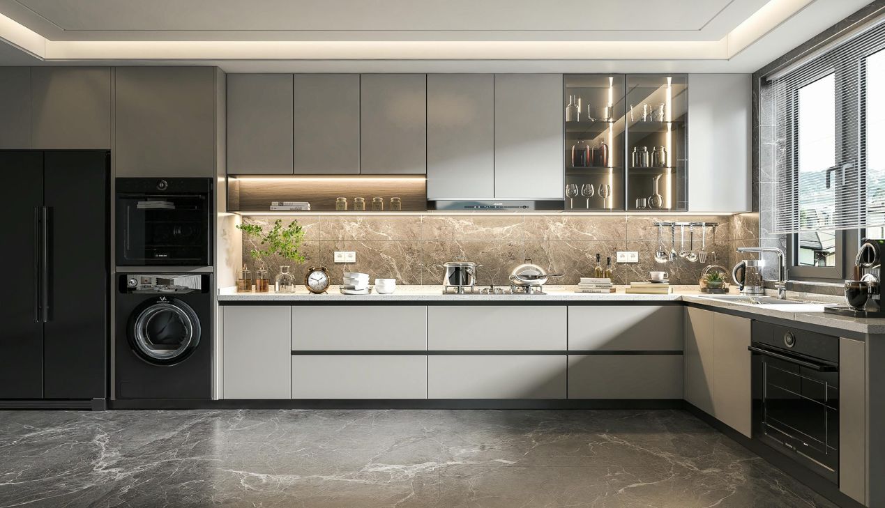 Mẫu tủ bếp chữ L có kích thước chuẩn