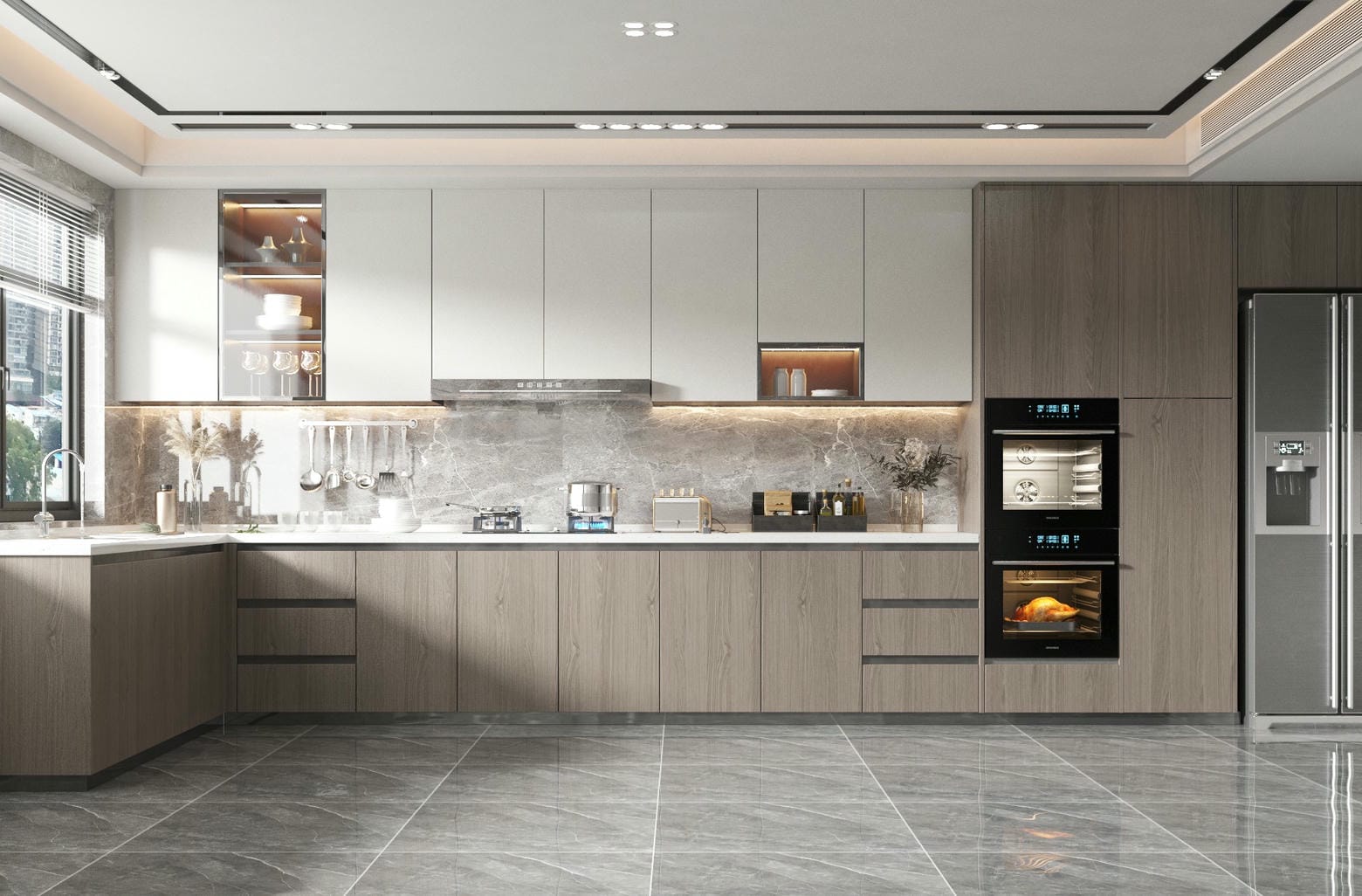 Mẫu tủ bếp chữ L đơn giản cho nhà phố