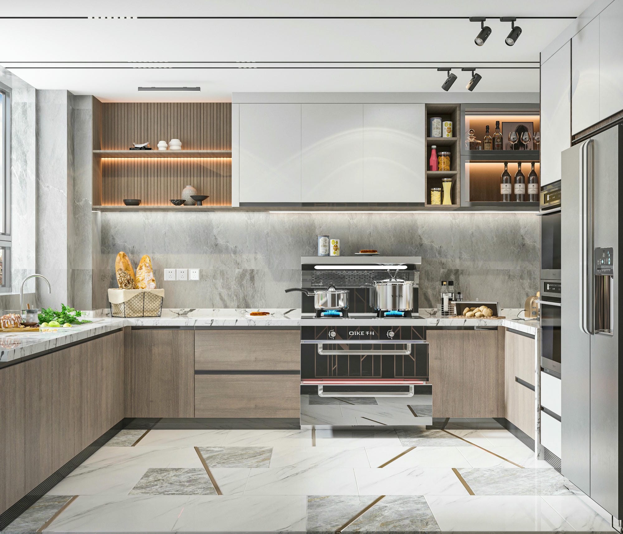Mẫu tủ bếp chữ L đơn giản trang nhã