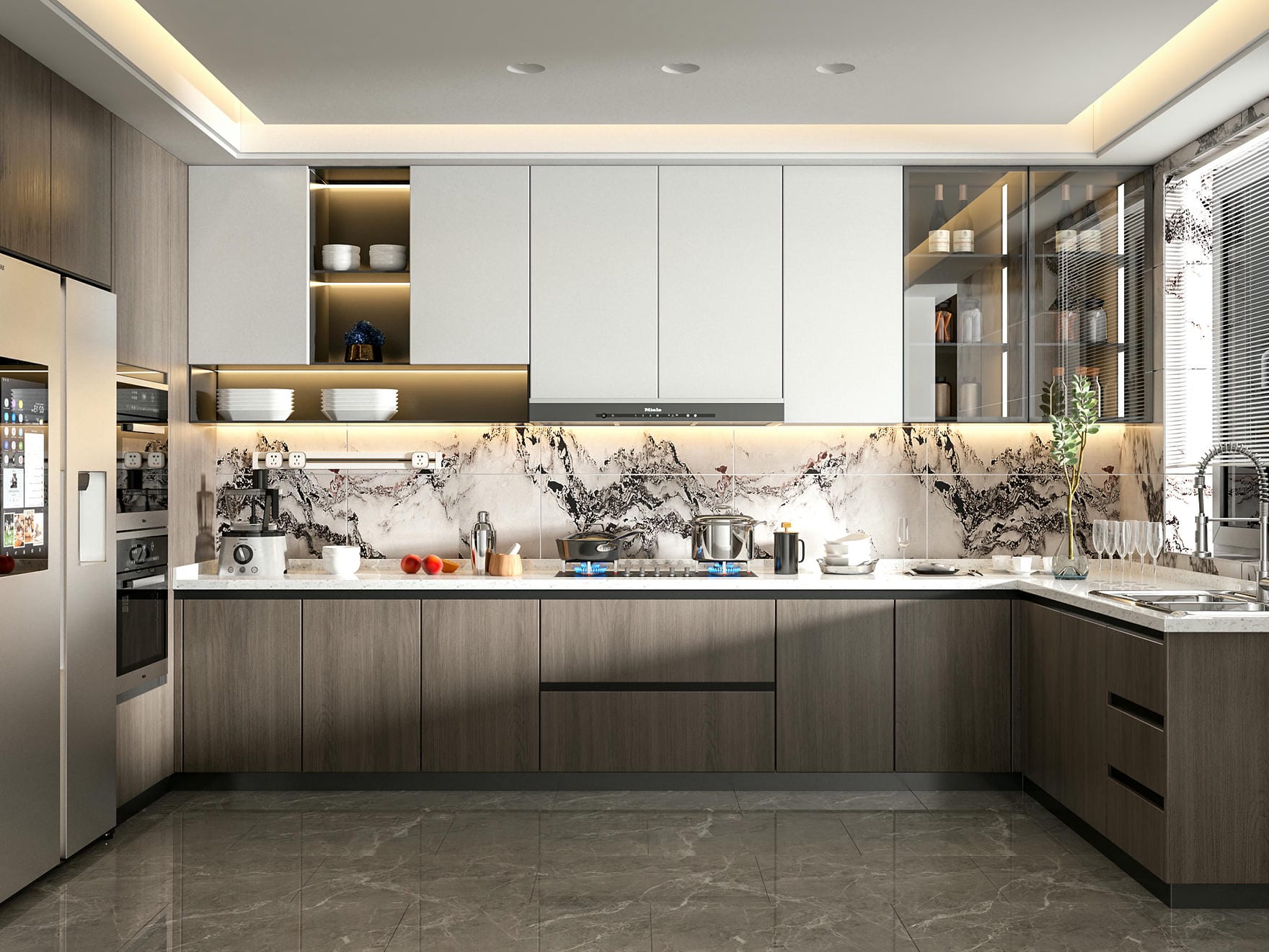 Mẫu tủ bếp hình chữ L