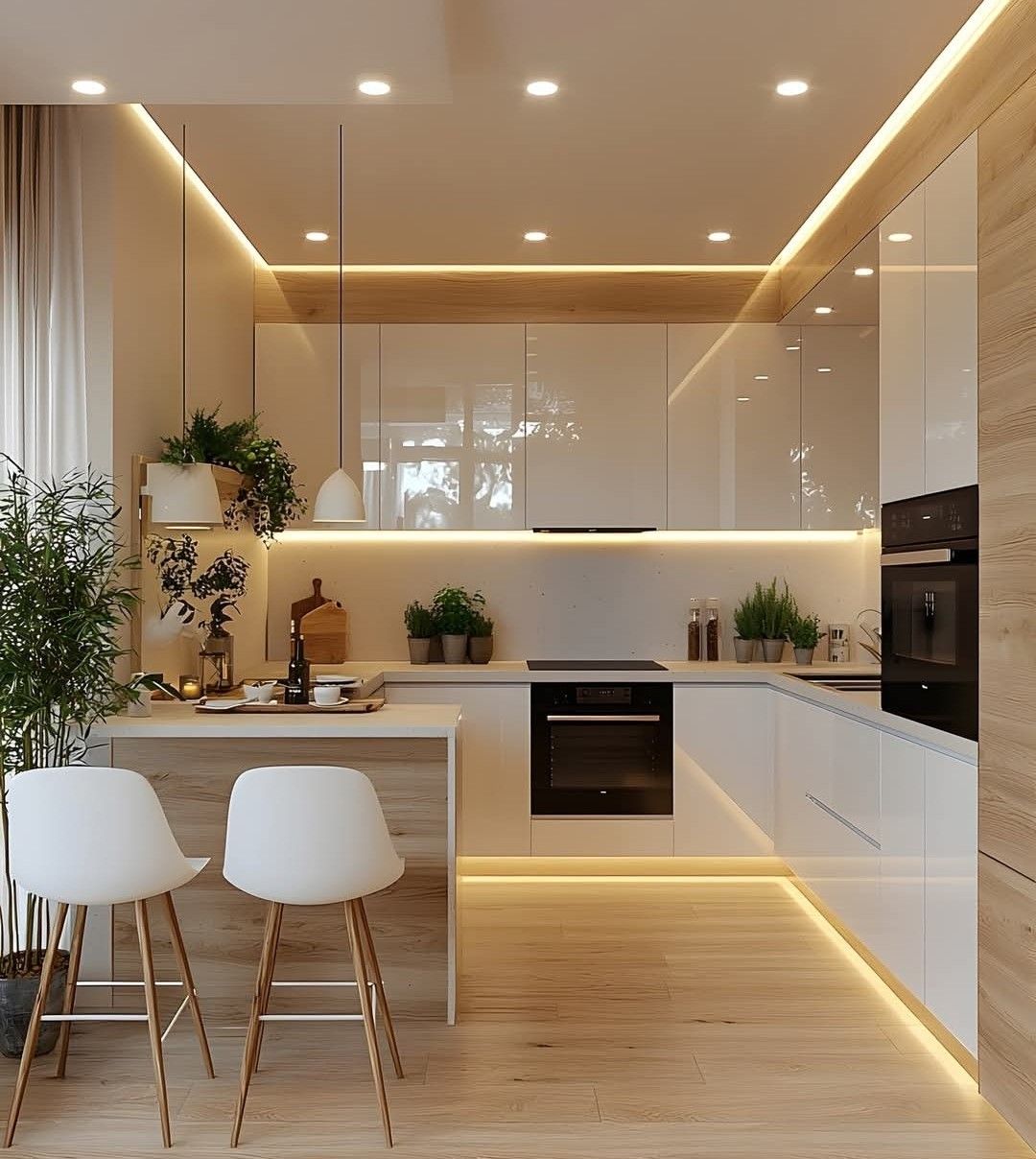 Mẫu tủ bếp nhỏ kết hợp bàn ăn Mẫu tủ bếp nhỏ kết hợp bàn ăn